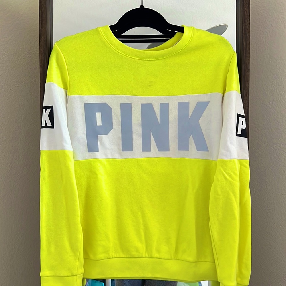 Victoria’s Secret PINK Neon Yellow Sweatshirt/Sweater